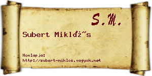 Subert Miklós névjegykártya