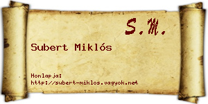 Subert Miklós névjegykártya
